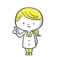 指差しで説明する薬剤師　黄色バージョン