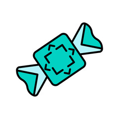 Candy vector icon. Flat colorful sweets logo with lines. Candies in thin style.