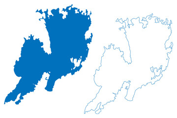 Lake Vanern (Kingdom of Sweden) map vector illustration, scribble sketch Vänern map