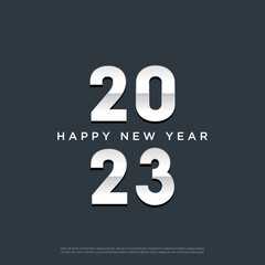 2023 happy new year paper cut number. on square background.