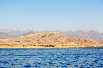 View to the shore near Sharm el Sheikh from the Red sea