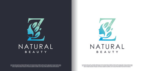 Nature beauty logo template with letter Z concept Premium Vector - obrazy, fototapety, plakaty