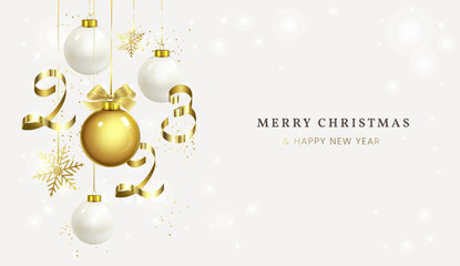 Happy New Year 2023. Merry Christmas. Golden design. - 521013178