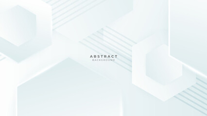 Abstract white shape with futuristic concept background. Vector abstract gray, geometric background. Designed for business presentation background