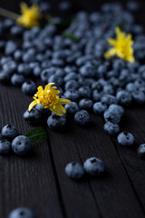 Fresh blueberry background, blueberries with space for text. Vegetarian concept. Berry textures. healthy eating