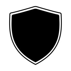 Shield black color isolated on white background. Guard, protection, safe and security logo gold color for your business. Vector Illustration 10 eps