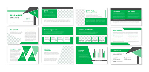 Business Proposal PowerPoint template design with green ppt presentation