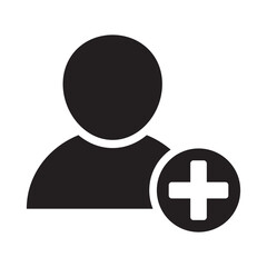 Fototapeta premium Add user vector Icon. New profile illustration symbol. Avatar sign or logo.
