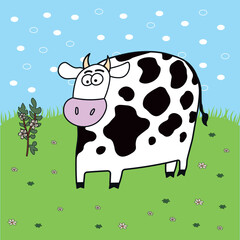 cute cow in nature vector