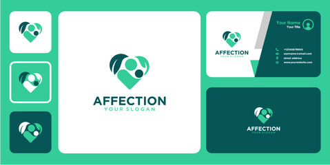 affection logo design with mother and daughter and business card