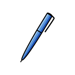 Ballpoint pen doodle vector illustration. Stationery item icon pencil or pen for writing.