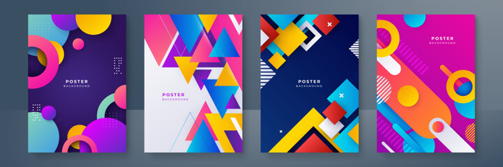 Abstract colourful trendy gradient flowing geometric pattern background texture for poster cover design. Minimal color gradient banner template. Modern vector wave shape for brochure and social media