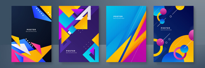 Abstract colourful trendy gradient flowing geometric pattern background texture for poster cover design. Minimal color gradient banner template. Modern vector wave shape for brochure and social media