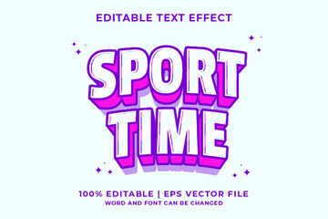 3d Sport Time Cartoon Editable Text Effect Premium Vector