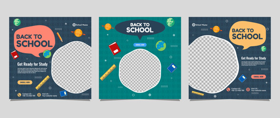 Back to school social media post template design. For web ads, postcard, card, business messages, discount flyers and big sale banners