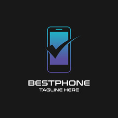 Technology logo with check symbol and mobile phone design idea