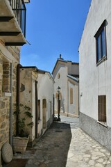 A small street between the old houses of Zungoli, one of the most beautiful villages in Italy.
