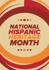 National Hispanic Heritage Month in September and October. Hispanic and Latino Americans culture. Celebrate annual in United States. Poster, card, banner and background. Vector illustration