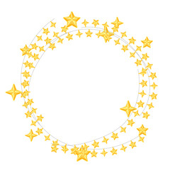 Frame with garland of star light bulbs. Merry Christmas and Happy New Year decoration.