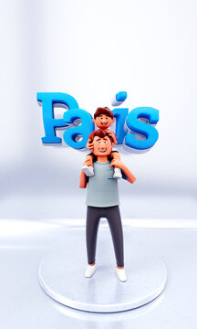 3d illustration of father and son for happy fathers day