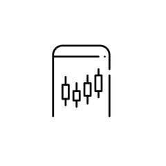 Candlestick stock chart on smartphone. Pixel perfect, editable stroke line icon