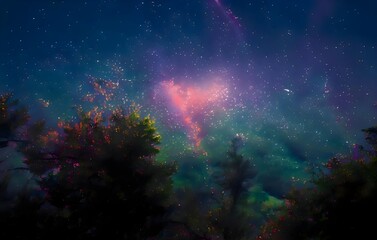 Obraz na płótnie Canvas Milky Way Galaxy. Long exposure photograph. With grain