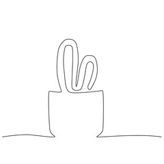 Continuous line drawing of a flowers pots. Beautiful flowers isolated white background. Vector illustration