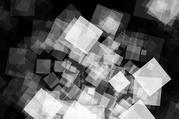 An abstract pattern of random squares in black and white