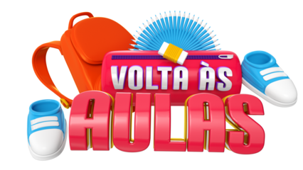 Selo 3d isolado em português volta às aulas