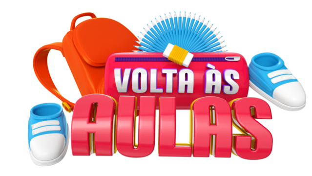 Selo 3d isolado em português volta às aulas