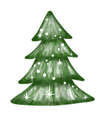 Christmas tree, Christmas tree watercolor