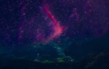 Milky Way Galaxy. Long exposure photograph. With grain