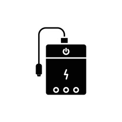Power bank icon, battery. Icon related to electronic, technology. Glyph icon style, solid. Simple design editable