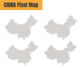 Abstract China Map with Dot Pixel Spot Modern Concept Design Isolated on White Background Vector illustration.