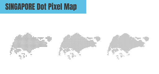 Abstract Singapore Map with Dot Pixel Spot Modern Concept Design Isolated on White Background Vector illustration.