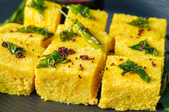 Famous vegetarian Gujarati dish "Dhokla"  is ready to serve. 