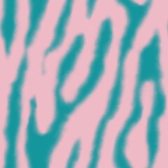 Abstract seamless blurred watercolor pattern with diagonal stains. Striped animal zebra print. Turquoise and pink wavy stripes © Morena