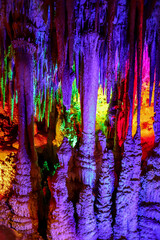 the beautiful Venets cave in Bulgaria, lit differently and looking abstract
