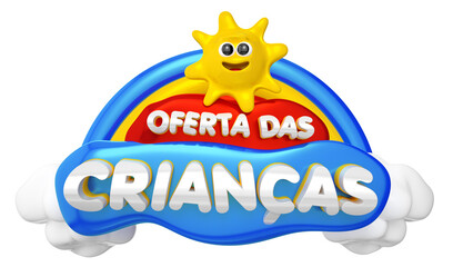 3d stamp isolated in portuguese for children's day