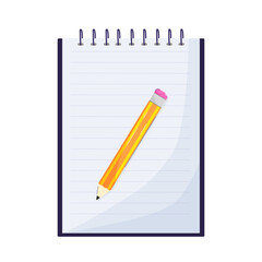 Notepad and pencil. Vector illustration for office and school