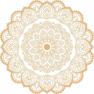 Golden ornamental round lace ornament mandala design.