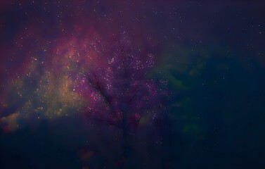 Milky Way galaxy, on high mountain Long exposure photograph, with grain. Image contain certain grain or noise and soft focus.