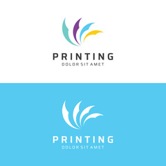 Abstract colorful logo digital printing, printing services, media, technology and the internet. With a modern and simple concept.