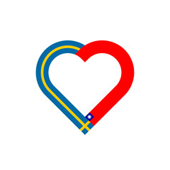 unity concept. heart ribbon icon of sweden and taiwan flags. vector illustration isolated on white background