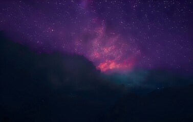 Fototapeta premium Milky Way galaxy, on high mountain Long exposure photograph, with grain. Image contain certain grain or noise and soft focus.