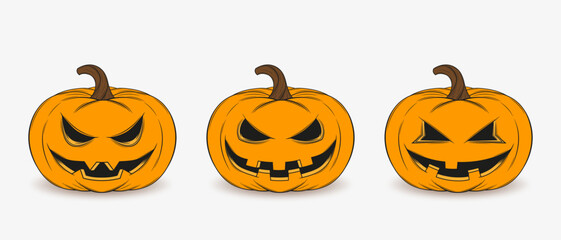 Set of Halloween pumpkins. Vector.