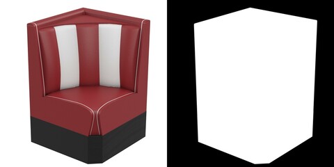 3D rendering illustration of a diner booth corner couch