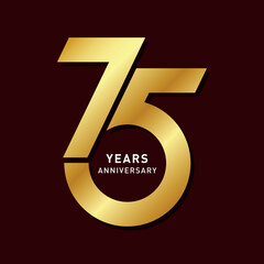 75 years anniversary celebration logo, mnemonic, unit, graphic, concept, template, banner, design, icon, poster, unit, label, web header. Golden Jubilee celebrations of togetherness - vector - obrazy, fototapety, plakaty