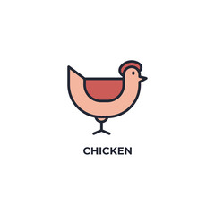 chicken vector icon. Colorful flat design vector illustration. Vector graphics