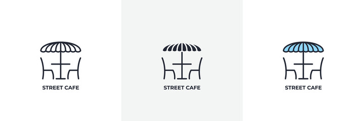 street cafe icon. Line, solid and filled outline colorful version, outline and filled vector sign. Idea Symbol, logo illustration. Vector graphics